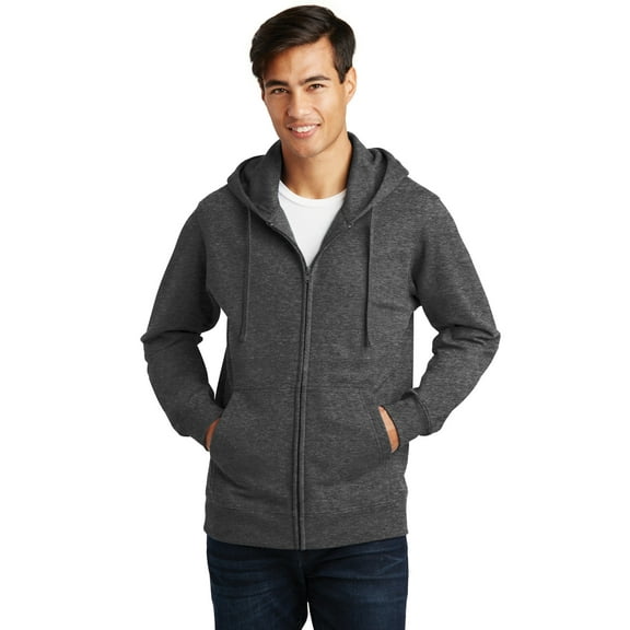Port Company Fan Favorite Fleece Full-Zip Hooded Sweatshirt. PC850ZH X-Small Dark Heather Gray