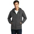 thumbnail image 1 of Port & Company Fan Favorite Fleece Full Zip Hooded Sweatshirt-S (Charcoal), 1 of 6
