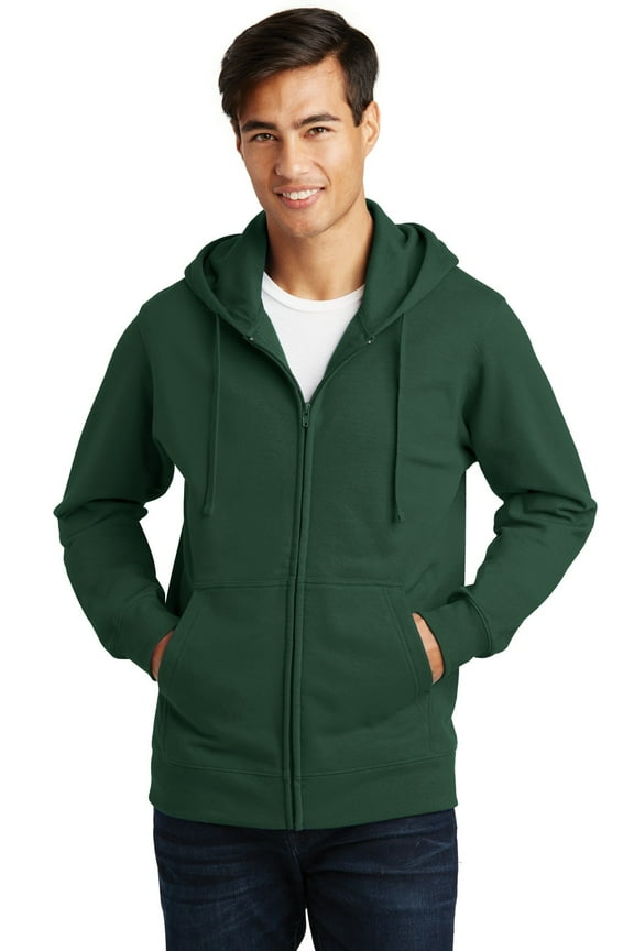 Fan Favorite Fleece Full Zip Hooded Sweatshirt-XL (Forest Green)