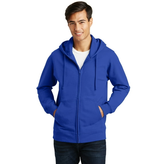 Port & Company Fan Favorite Fleece Full Zip Hooded Sweatshirt-XL (True Royal)
