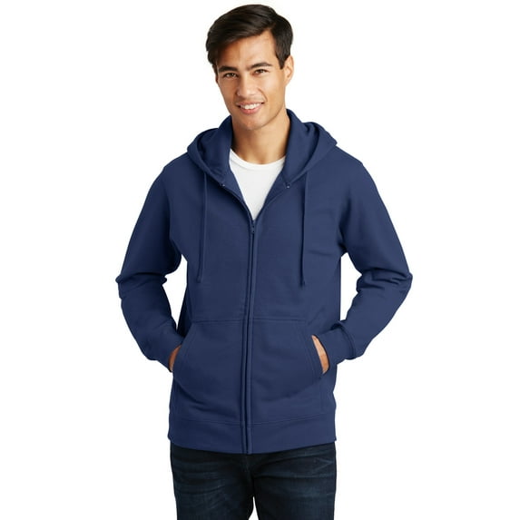 Port & Company Fan Favorite Fleece Full Zip Hooded Sweatshirt-XS (Team Navy)