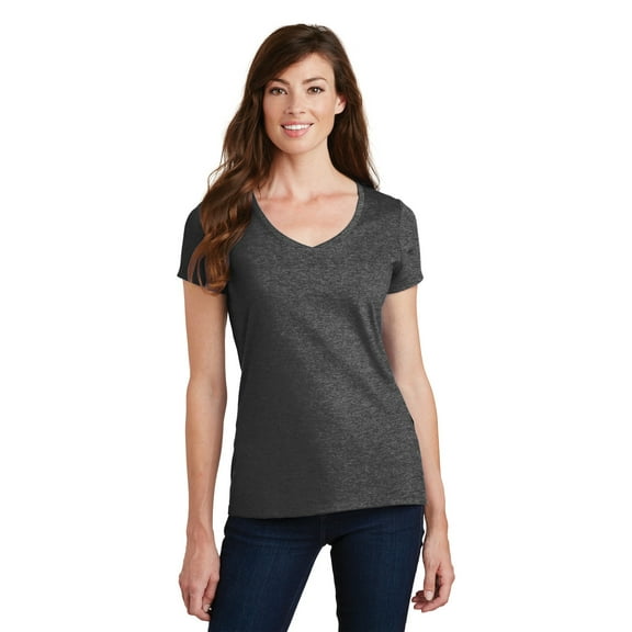Port & Company Fan Favorite V-Neck Tee (LPC450V) Dark Heather Grey, L