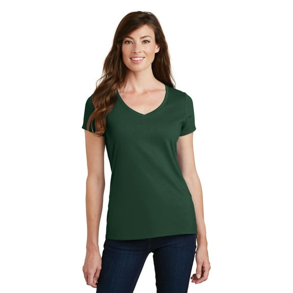 "Port & Company Fan Favorite V-Neck Tee (LPC450V) Forest Green, XL"
