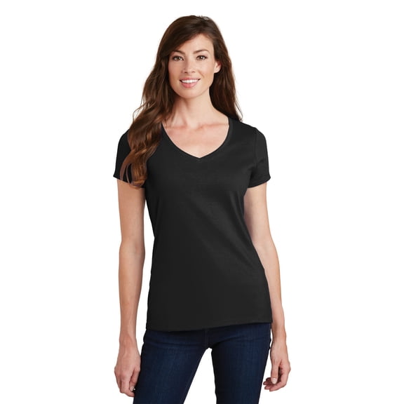 Port & Company Fan Favorite V-Neck Tee (LPC450V) Jet Black, XS