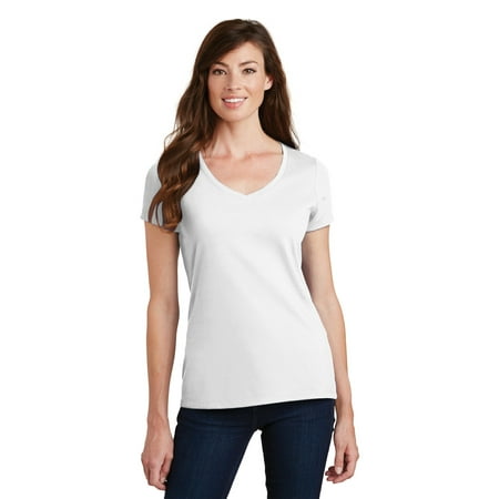 Port & Company Fan Favorite V-Neck Tee (LPC450V) White, XS