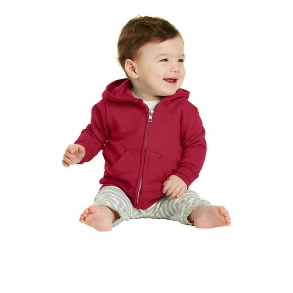 Port & Company Infant Core Fleece Full-Zip Hooded Sweatshirt. CAR78IZH - 06M Red
