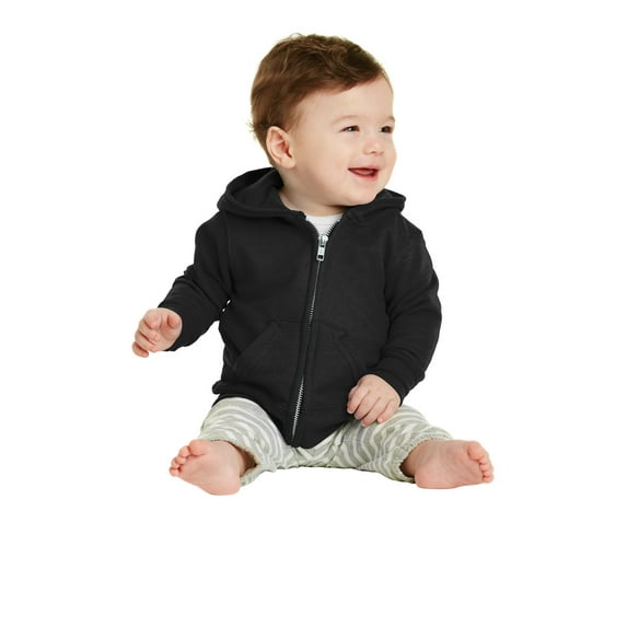Port & Company CAR78IZH Infant Full-Zip Hooded Sweatshirt, Jet Black, 06M