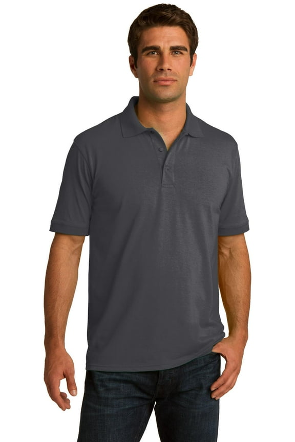 KP55T Mens Core Blend Jersey Knit Polo T-Shirt, Charcoal - 3XL Tall