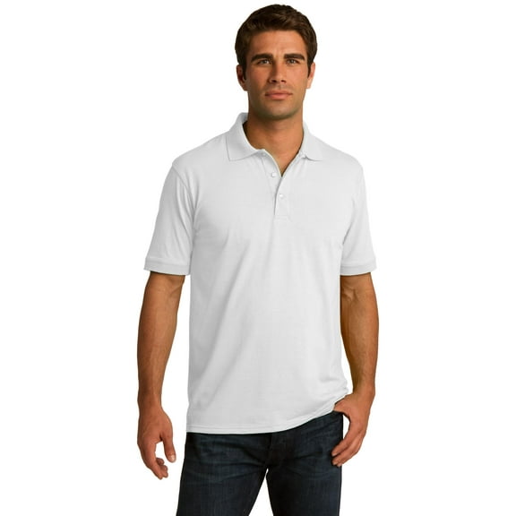 Port & Company KP55T Mens Core Blend Jersey Knit Polo T-Shirt, White - 2XL Tall