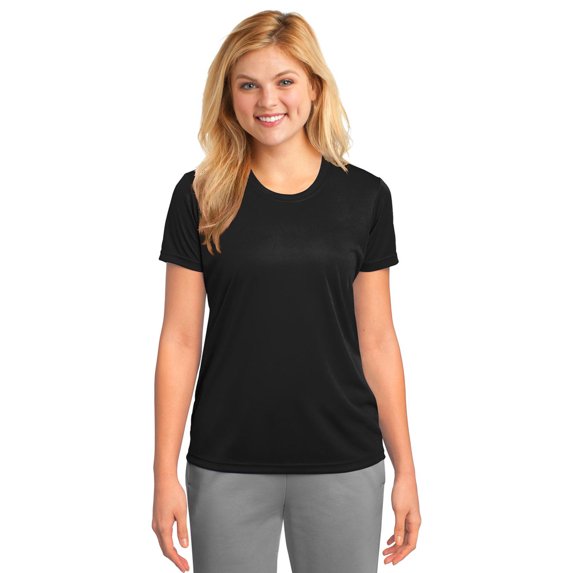 Port Company LPC380 Ladies Polyester T-Shirt - Jet Black - Large