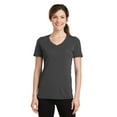 thumbnail image 1 of Port Company LPC381V Ladies Performance Blend V-Neck Tee, Charcoal, XS, 1 of 1