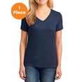 thumbnail image 1 of Port & Company LPC54V Ladies Core Cotton V-Neck Tee, Navy, XS, Womens Clothing, Womens Tops, 1 of 1