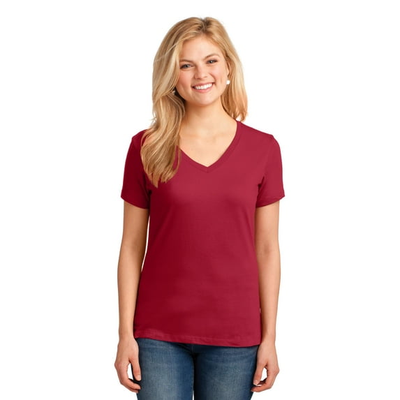 Port & Company LPC54V Ladies Core Cotton V-Neck Tee, Tshirts for Women