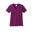 thumbnail image 1 of Port & Company LPC54V Ladies Core Cotton V-Neck Tees, Raspberry - Medium, 1 of 6