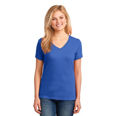 Port & Company LPC54V Women's 5.4-oz 100% Cotton V-Neck T-Shirt