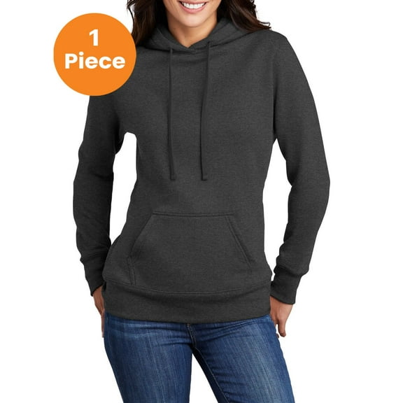 Port & Company LPC78H Ladies Core Fleece Pullover Hooded Sweatshirt, Dark Heather Grey, 4XL, Womens Hoodies