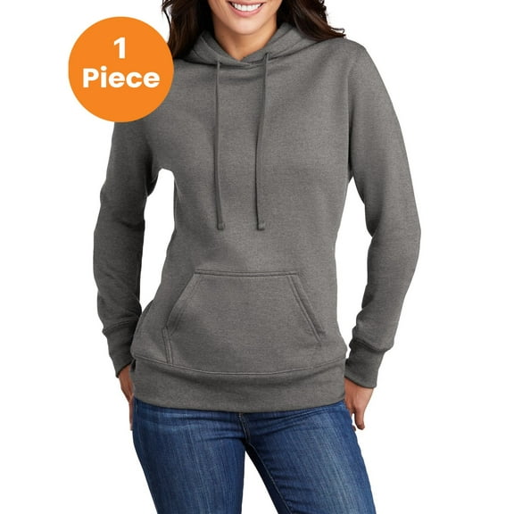 Port & Company LPC78H Ladies Core Fleece Pullover Hooded Sweatshirt, Graphite Heather, 4XL, Womens Hoodies