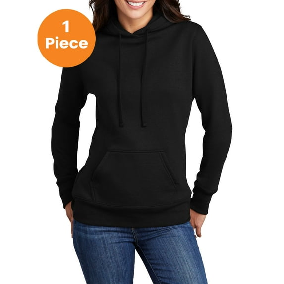 Port & Company LPC78H Ladies Core Fleece Pullover Hooded Sweatshirt, Jet Black, 4XL, Womens Hoodies