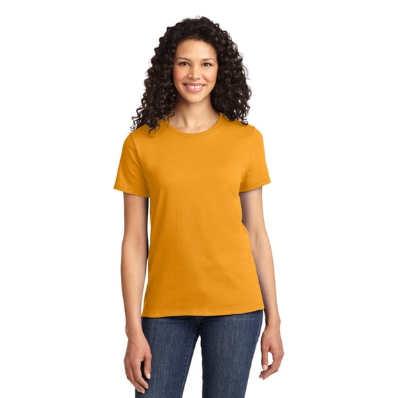 Port & Company Ladies 100% Cotton Essential T-Shirt. Gold. XS.