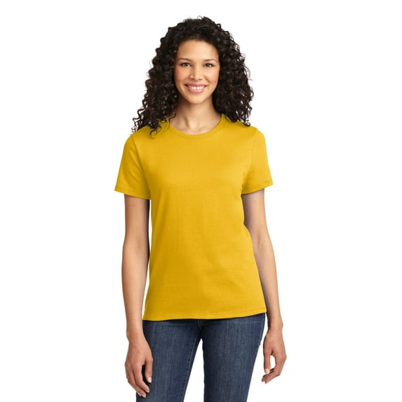 Port & Company Ladies 100% Cotton Essential T-Shirt. Lemon Yellow. L.