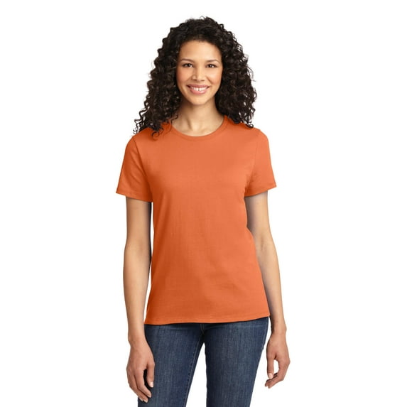 Port Company Ladies 100% Cotton Essential T-Shirt Orange Sherbet L.