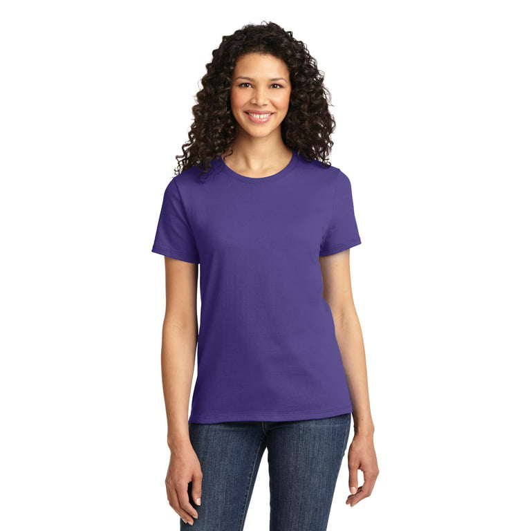 Port & Company Ladies 100% Cotton Essential T-Shirt. Purple. S.
