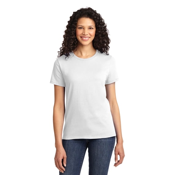 Port & Company Ladies 100% Cotton Essential T-Shirt. White. L.