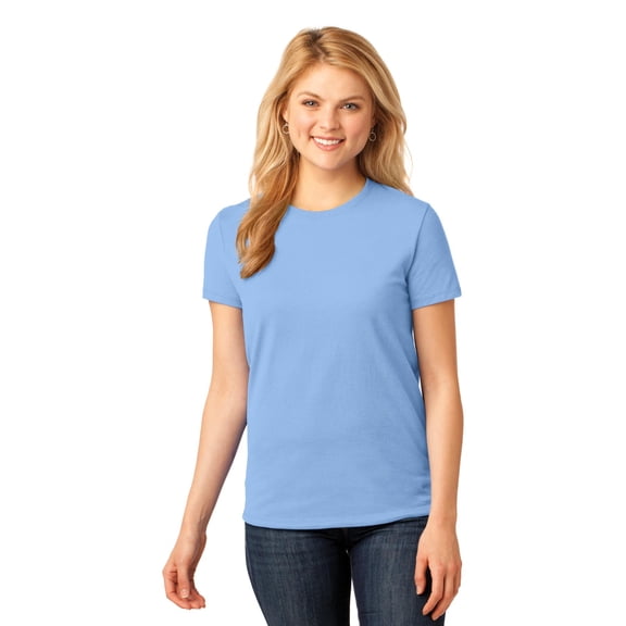 Port & Company Ladies 5.4-oz 100% Cotton T-Shirt, Light Blue, X-Large