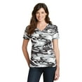 thumbnail image 1 of Port & Company Ladies Core Cotton Camo V-Neck Tee. Lpc54vc , LPC54VC , Winter Camo , XXX-Large, 1 of 1