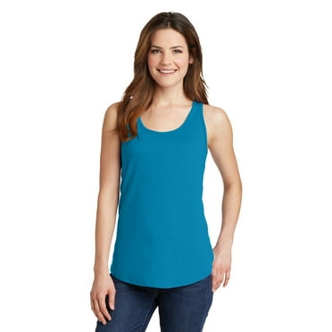 Port & Company Ladies Core Cotton Tank Top-M (Neon Blue)