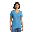thumbnail image 1 of Port & Company Ladies Core Cotton V-Neck T-Shirt Aquatic Blue X-Small, 1 of 5