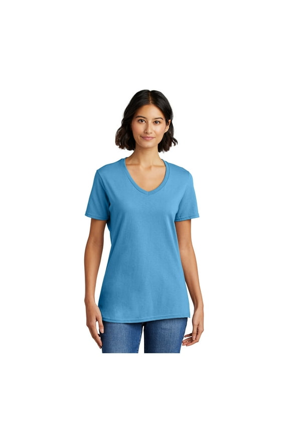 mpany Ladies Core Cotton V-Neck T-Shirt Aquatic Blue X-Small