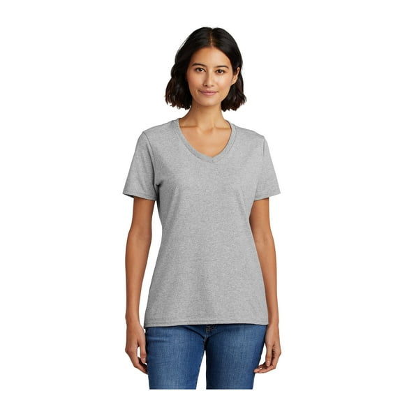 Port & Company Ladies Core Cotton V-Neck T-Shirt Ash Small