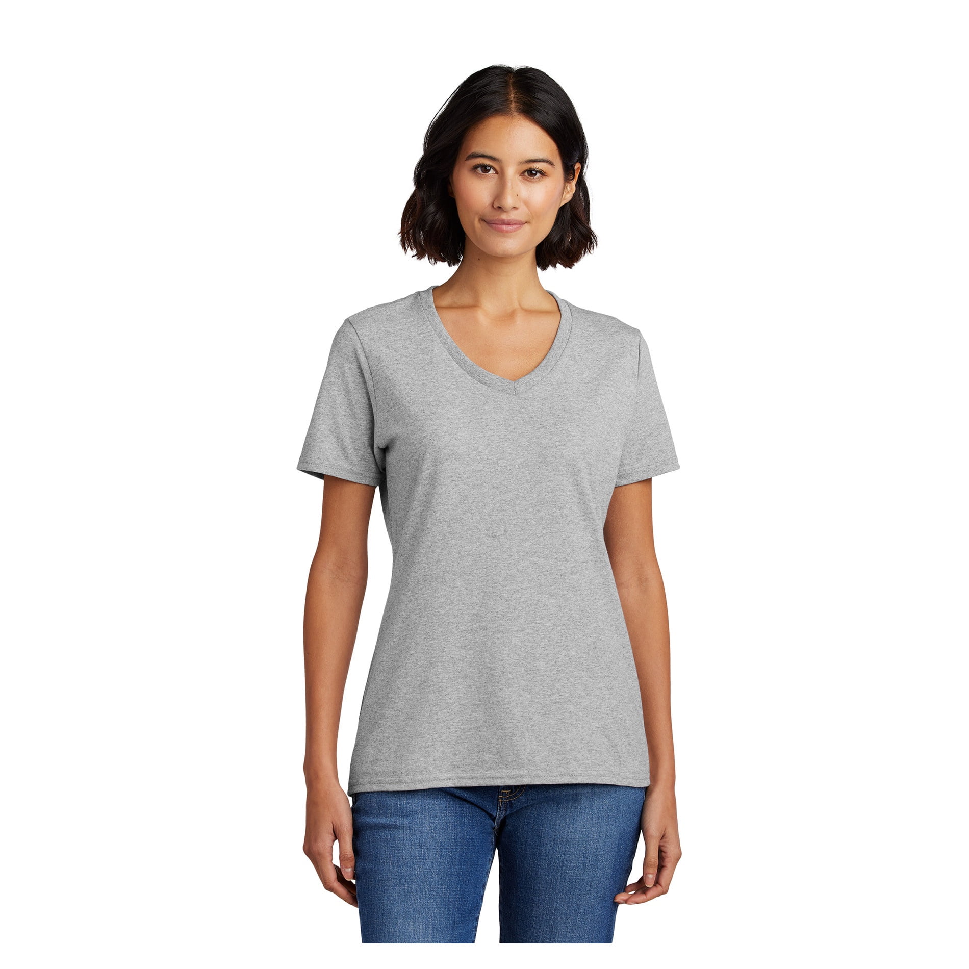 Port & Company Ladies Core Cotton V-Neck T-Shirt Ash X-Large