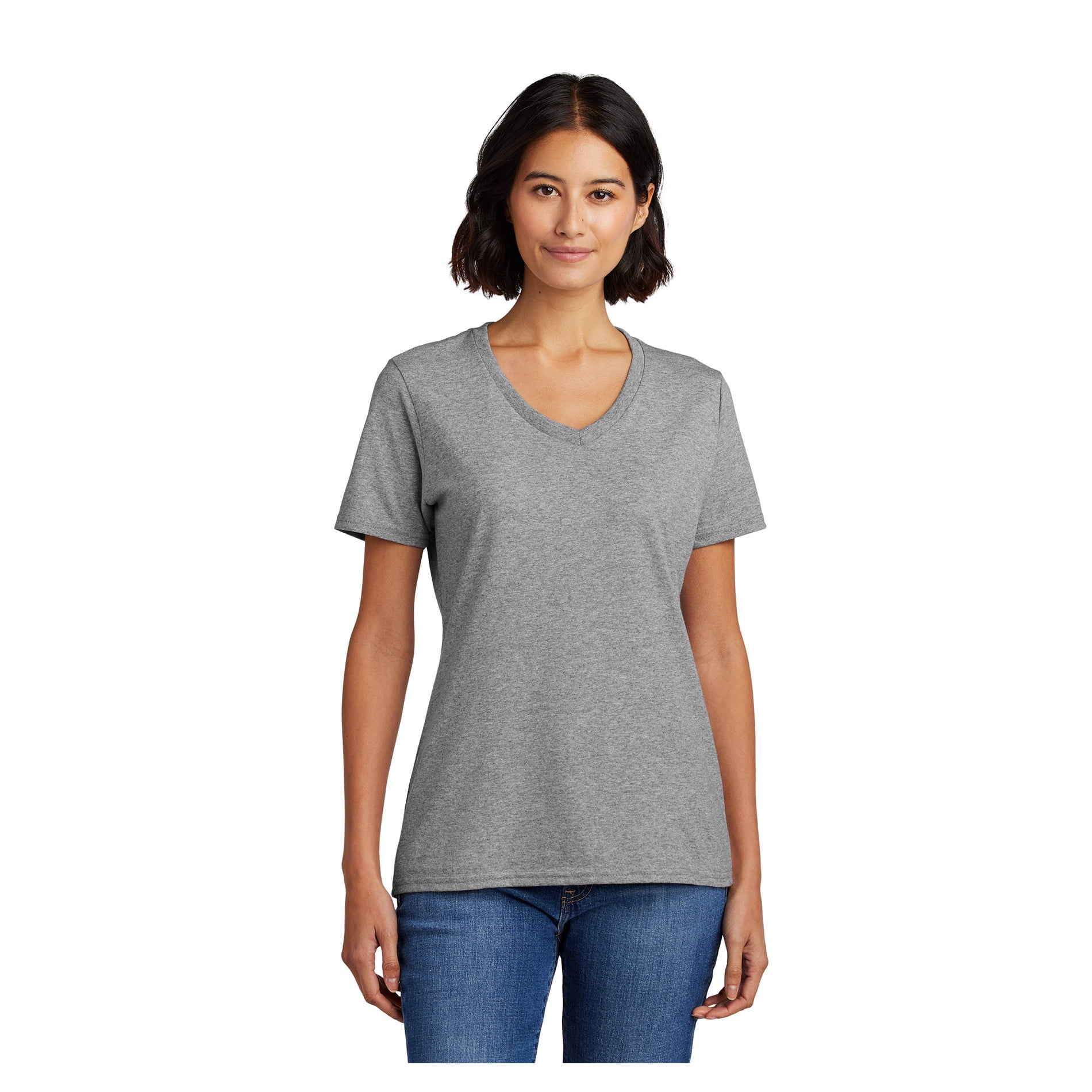 Port & Company Ladies Core Cotton V-Neck T-Shirt Ash X-Large