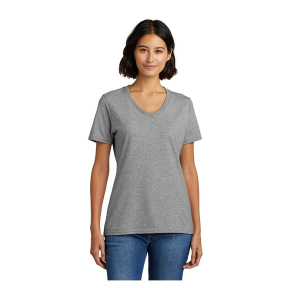 Port & Company Ladies Core Cotton V-Neck T-Shirt Athletic Heather Medium