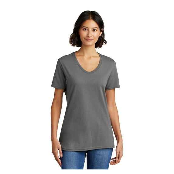 Port & Company Ladies Core Cotton V-Neck T-Shirt Medium Grey Medium