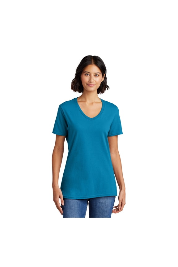 mpany Ladies Core Cotton V-Neck T-Shirt Neon Blue Large