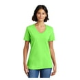 thumbnail image 1 of Port & Company Ladies Core Cotton V-Neck T-Shirt Neon Green Medium, 1 of 5