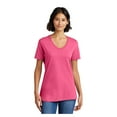 thumbnail image 1 of Port & Company Ladies Core Cotton V-Neck T-Shirt Neon Pink 2X-Large, 1 of 5
