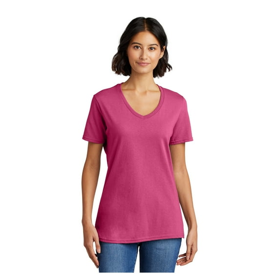 Port & Company Ladies Core Cotton V-Neck T-Shirt Sangria Large