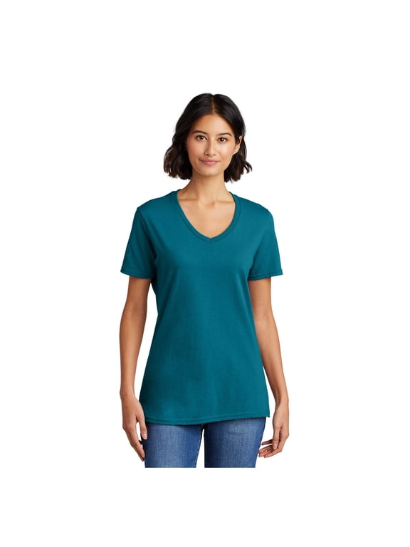 mpany Ladies Core Cotton V-Neck T-Shirt Teal X-Large
