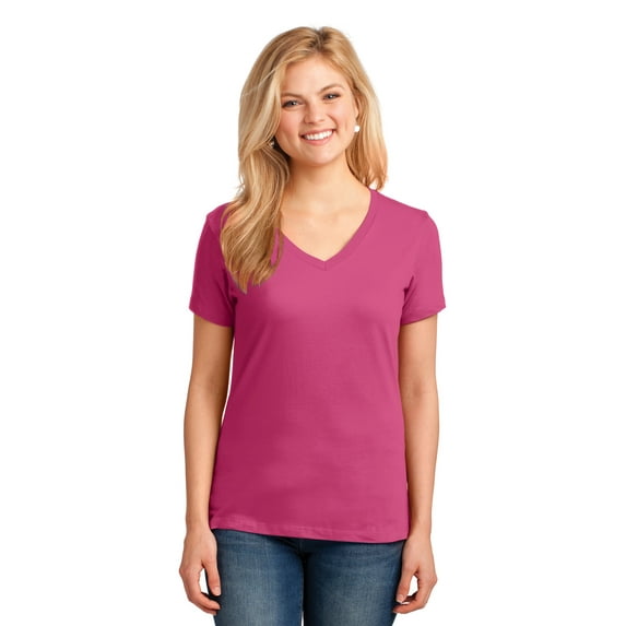 Port & Company Ladies Core Cotton V-Neck Tee