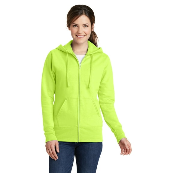 Port & Company Ladies Core Fleece Full-Zip Hooded Sweatshirt Lpc78zh - Neon Yellow - 3XL