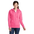 thumbnail image 1 of Port & Company Ladies Core Fleece Full Zip Hooded Sweatshirt-M (Neon Pink), 1 of 6