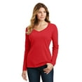 thumbnail image 1 of Port & Company Ladies Long Sleeve Fan Favorite V Neck Tee-L (Bright Red), 1 of 6