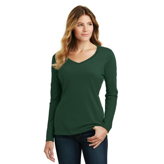 Port & Company Ladies Long Sleeve Fan Favorite V-Neck Tee