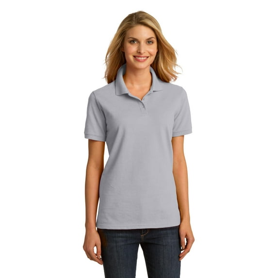 Port & Company Ladies Ring Spun Pique Polo Lkp150 - Silver - 3XL