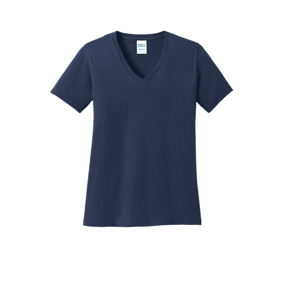 Port & Company Ladies V-Neck T-Shirt Navy