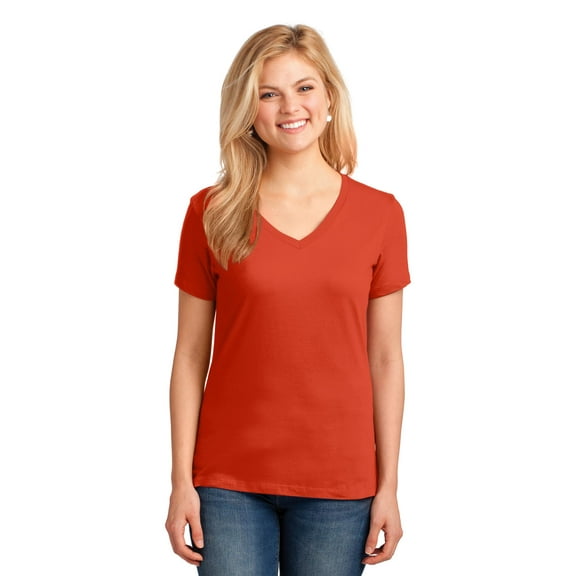 Port & Company Ladies V-Neck T-Shirt Orange